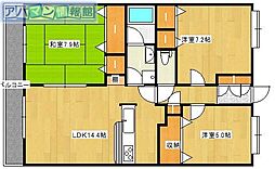 オーパスアレイ 1階3LDKの間取り