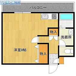 ピュアみやび3番館 2階ワンルームの間取り