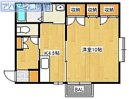 メゾンシャルマン 1Kの間取図画像