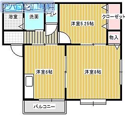 スターハイツ2 2DKの間取図画像