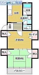 コーポ雅 2Kの間取図画像