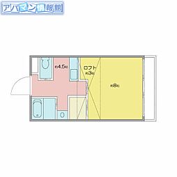 ロイヤル・ステーション・ビレッジB棟 1Kの間取図画像