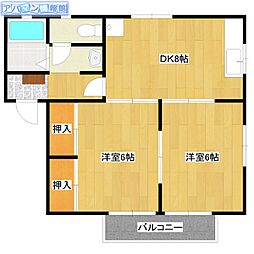 アクアヒル・青山 2DKの間取図画像
