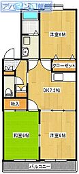 レジデンスKD 3DKの間取図画像