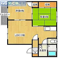 アトラス小針C 2LDKの間取図画像