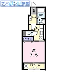 ハピネスメゾン 1Kの間取図画像