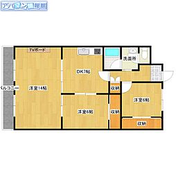リバティープラザ青山 3DKの間取図画像