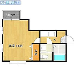 クレセントアガソス 1Kの間取図画像