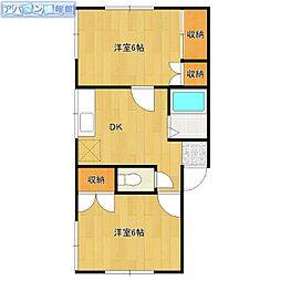北陸コガネハイツC 2DKの間取図画像
