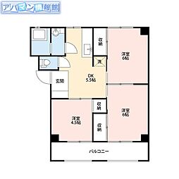 サンハイム松美台 2LDKの間取図画像