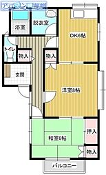 梨本ハイランドC 2DKの間取図画像