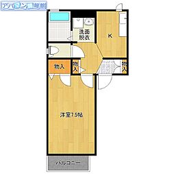 メゾンディアスE 1Kの間取図画像