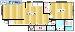 グリーンハイツハイムニューグリーン 1LDKの間取図画像