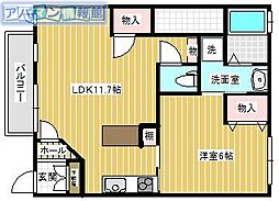 シティハイムKoma 1LDKの間取図画像