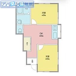 コーポしおばら 2DKの間取図画像