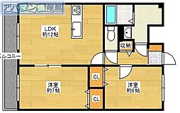 ダイアヒルズ 2LDKの間取図画像