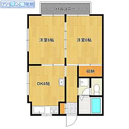 ハイツアミティ 2DKの間取図画像