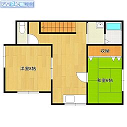 サンフラワー高井1号棟 2DKの間取図画像