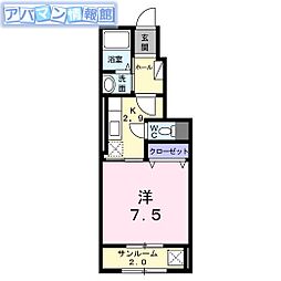 ロミオリゾート 1Kの間取図画像