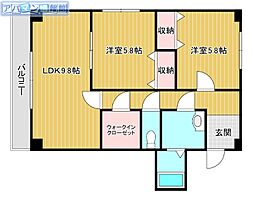 メゾンペリドット 2LDKの間取図画像