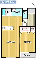 シュエット 1LDKの間取図画像