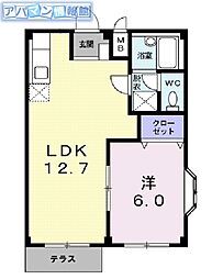 エルディム砂押A 1LDKの間取図画像
