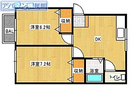 ファミール蔵B 2DKの間取図画像