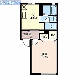 ヴィラージュ・M 1Kの間取図画像