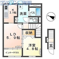 新潟市秋葉区中野新築アパート 1LDKの間取図画像