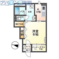 新潟市秋葉区中野新築アパート 1Kの間取図画像