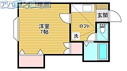 カレント1 1Kの間取図画像