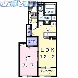クレストII 1LDKの間取図画像