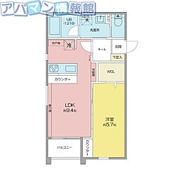 LUNAレジデンス亀田駅前 1LDKの間取図画像