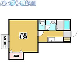 コモンズ古津A棟 1Kの間取図画像