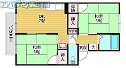 コーポセレクトB 2DKの間取図画像