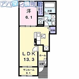 ヒカルサ新潟新津 1LDKの間取図画像