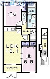 ソラーナ 2LDKの間取図画像