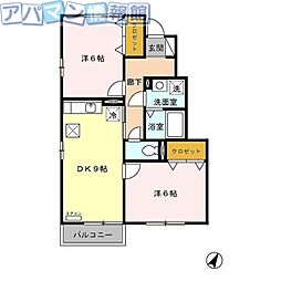 レコルトA 2DKの間取図画像
