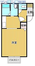 ヴィラS・1 1Kの間取図画像