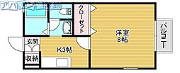 プロスパリティー 1Kの間取図画像