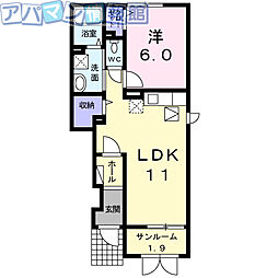 ムーランゼ1 1LDKの間取図画像