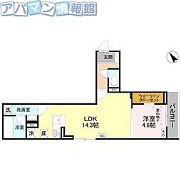 D-ROOM東明 1LDKの間取図画像