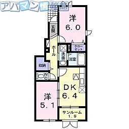 エチュード 2DKの間取図画像