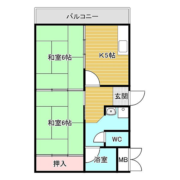 ヴィラ庄内 ｜大阪府豊中市庄内西町2丁目(賃貸マンション2DK・5階・41.97㎡)の写真 その2