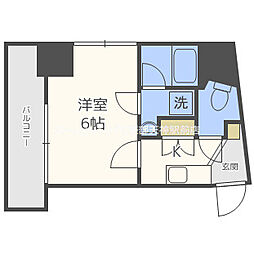 Luce新福島 1Kの間取図画像