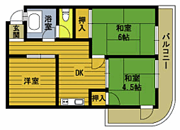 高瀬屋マンション 3Kの間取図画像