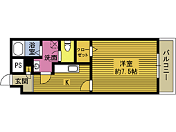 パルティール石垣 5階1Kの間取り