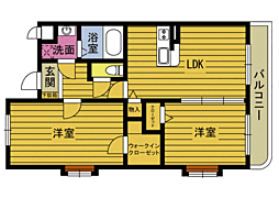 グランドステージ石垣 1階2LDKの間取り