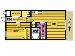 グランドステージ石垣 1階1LDKの間取り