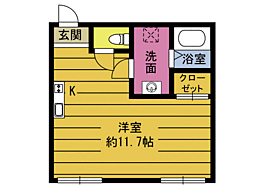 メゾン春木 2階ワンルームの間取り